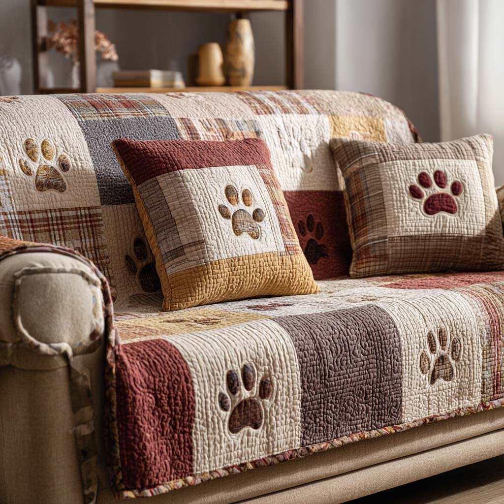 Housse de canapé matelassée – Motif tendre – image 1