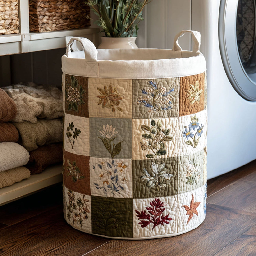 Panier à linge matelassé – Fleurs au style classique – vue 1