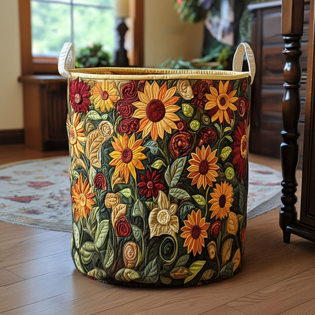 Panier à linge matelassé – Motif floral – vue 1