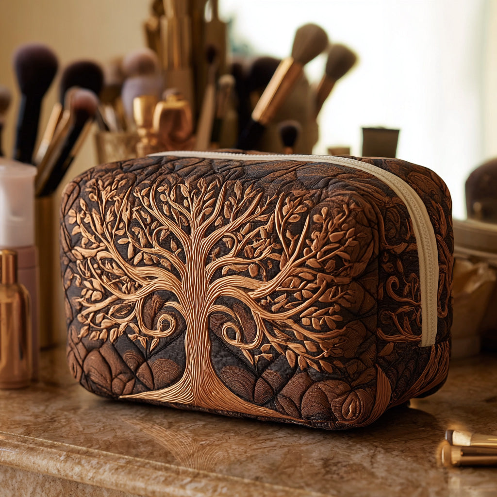 Trousse de maquillage matelassée arbre ancestral – vue 1 – Maria Milano