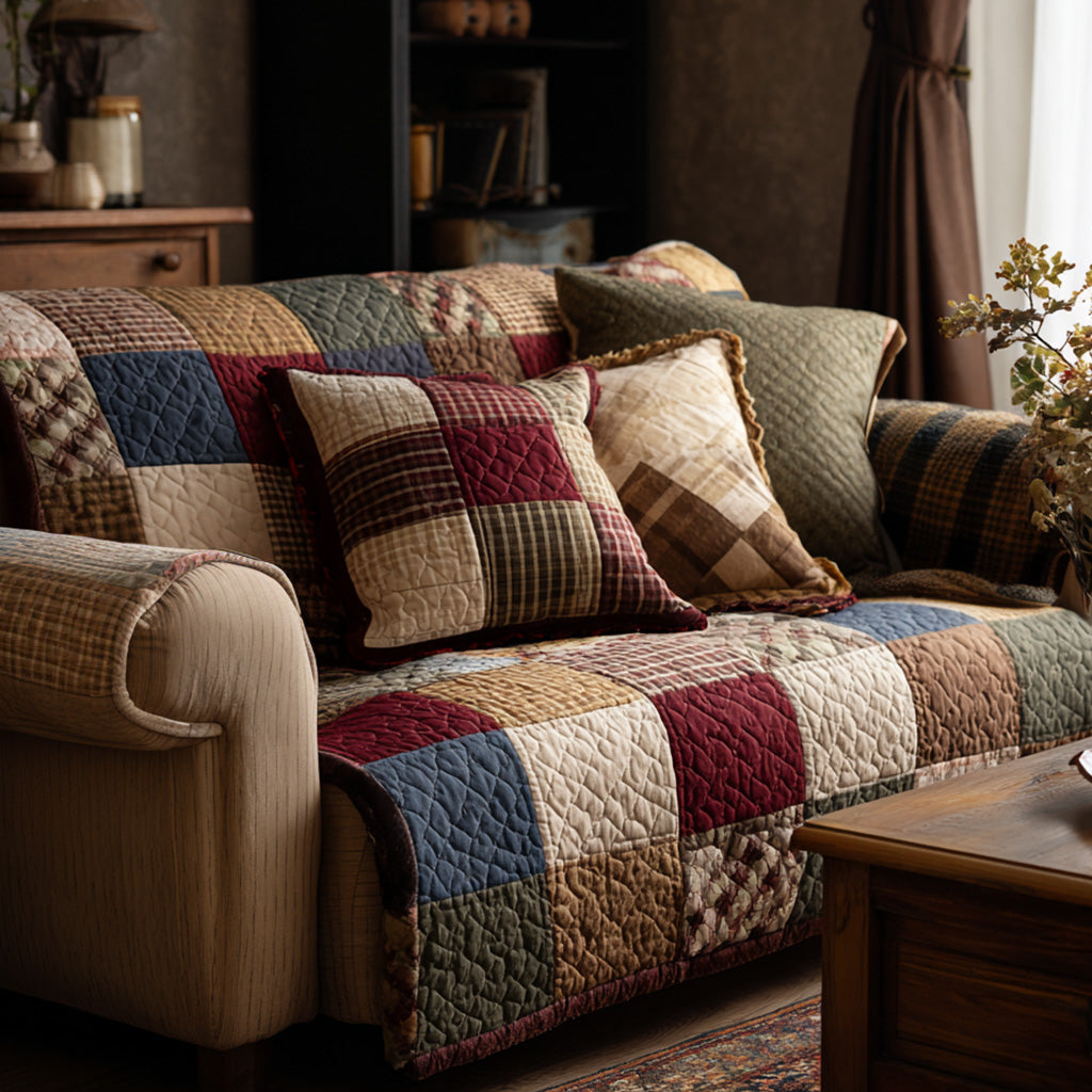 Housse de canapé matelassée – Patchwork rustique