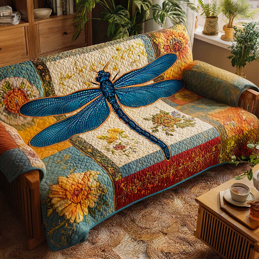 Housse de canapé matelassée – Libellules