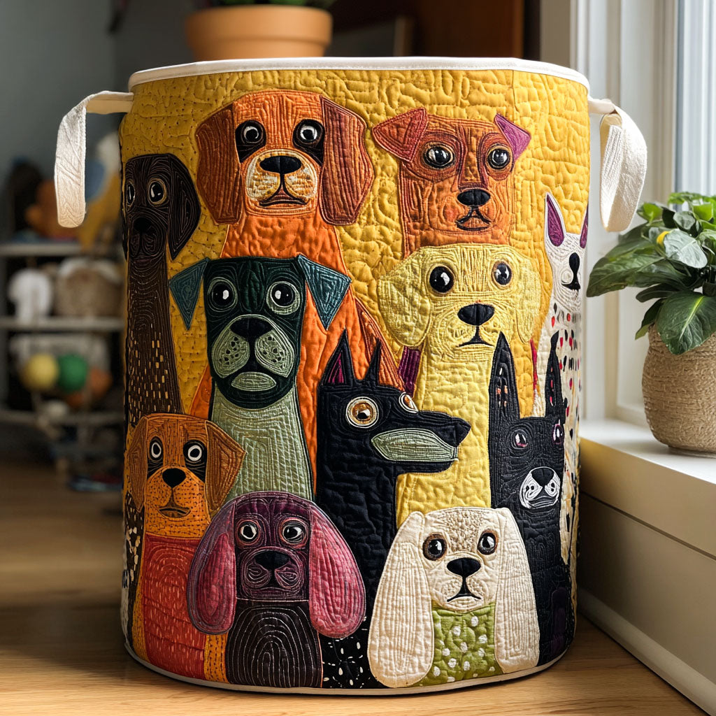 Panier à linge matelassé – Motif chiens – vue 1