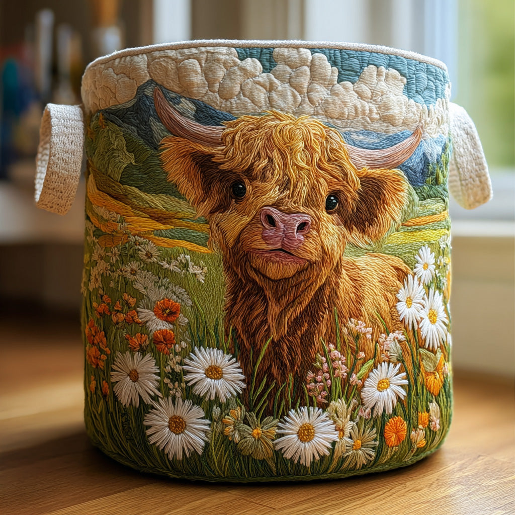 Panier à linge matelassé – Vache Highland – vue 4