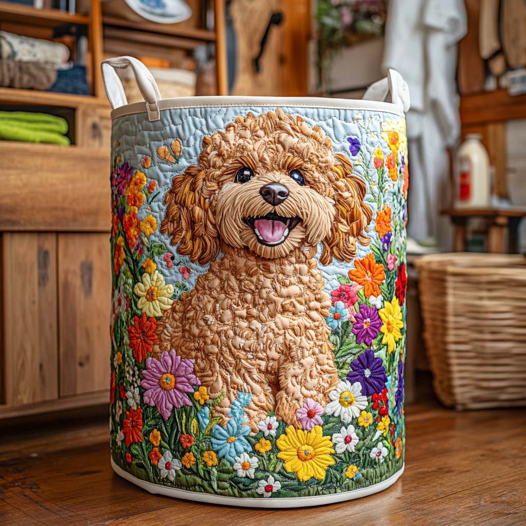 Panier à linge matelassé – Petits chiens joyeux – vue 1