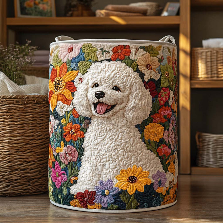 Panier à linge matelassé – Motif floral – vue 1