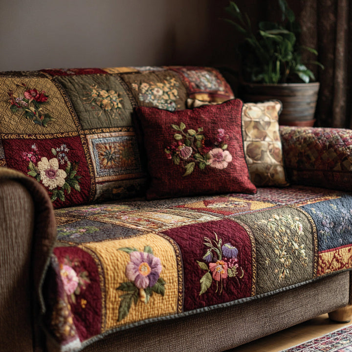 Housse de canapé matelassée – Cottage fleuri – image 1