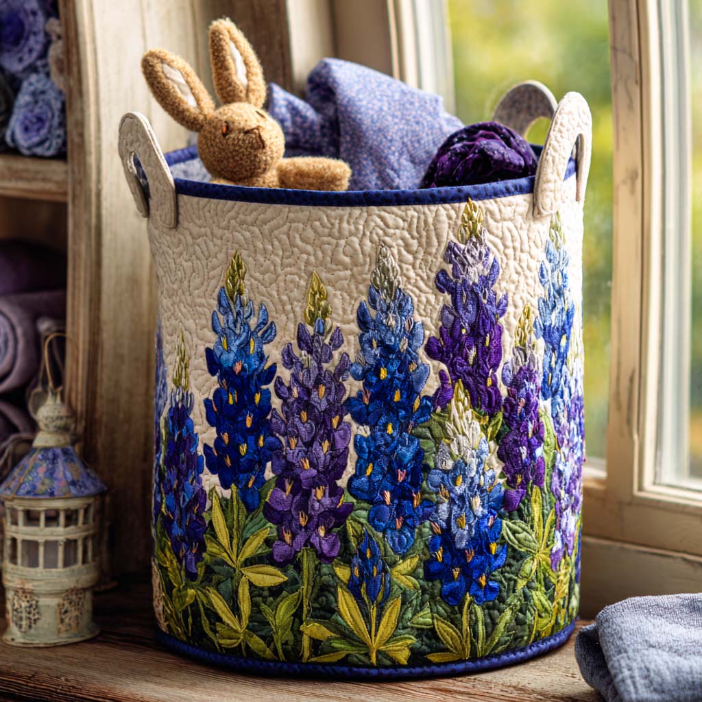 Panier à linge matelassé – Motif floral – vue 1