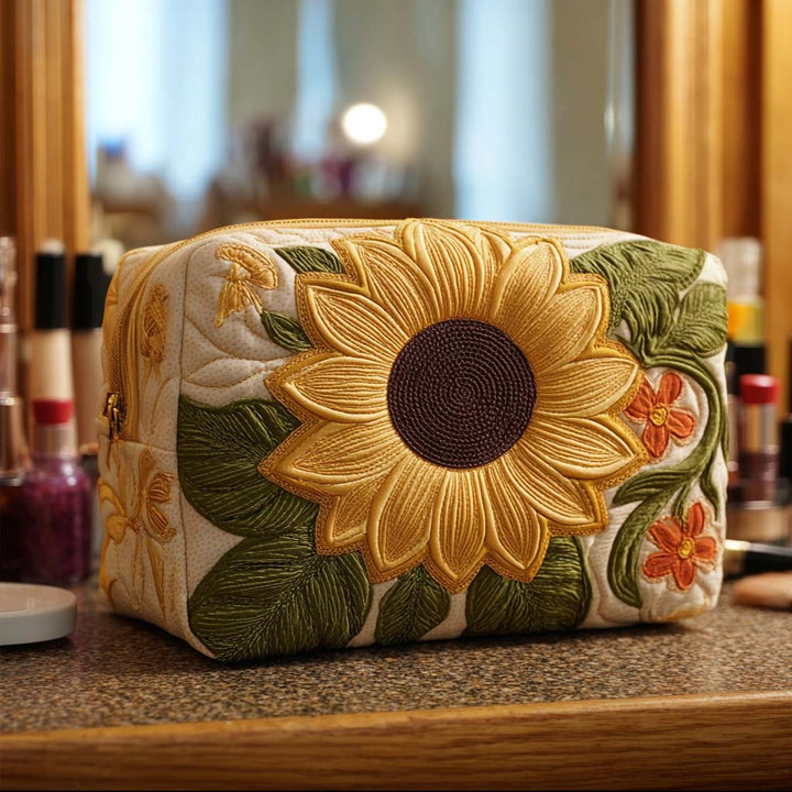 Trousse de maquillage matelassée fleur lumineuse – vue 1 – Maria Milano
