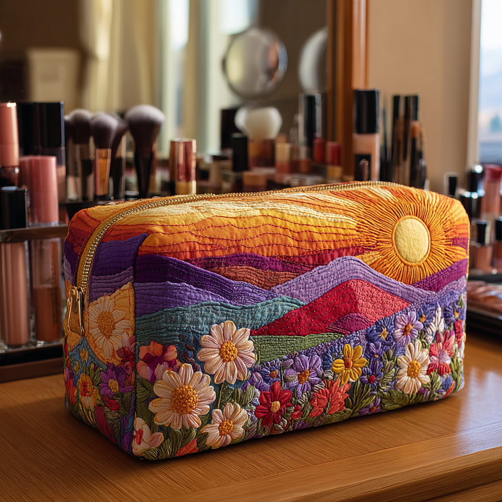 Trousse de maquillage matelassée motif lumineux – vue 1 – Maria Milano