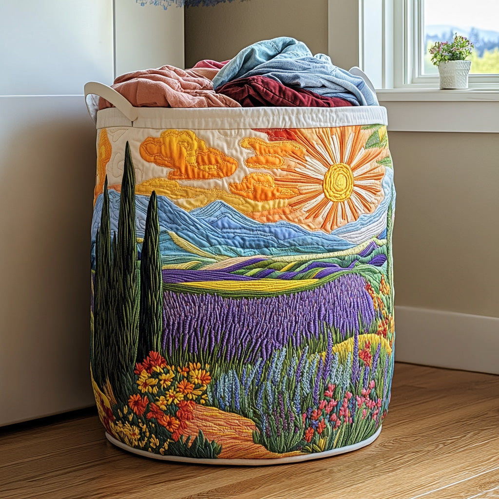 Panier à linge matelassé – Motif floral – vue 1