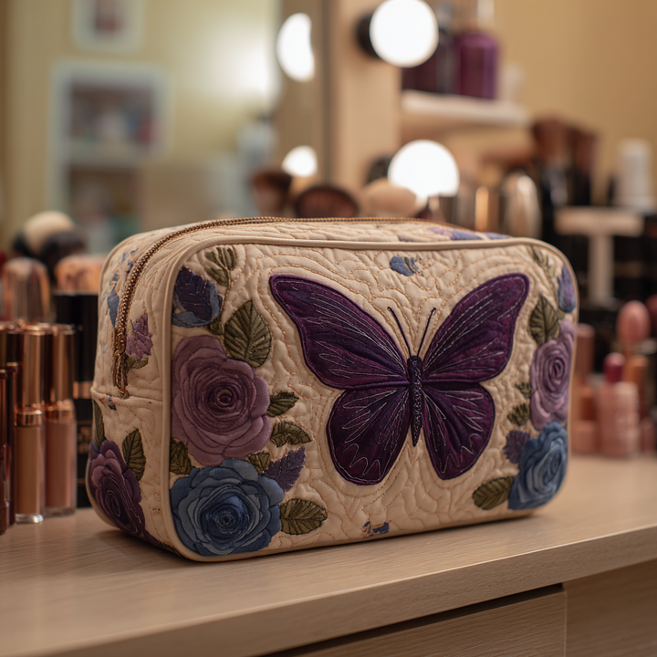 Trousse de maquillage matelassée papillon – vue 1 – Maria Milano
