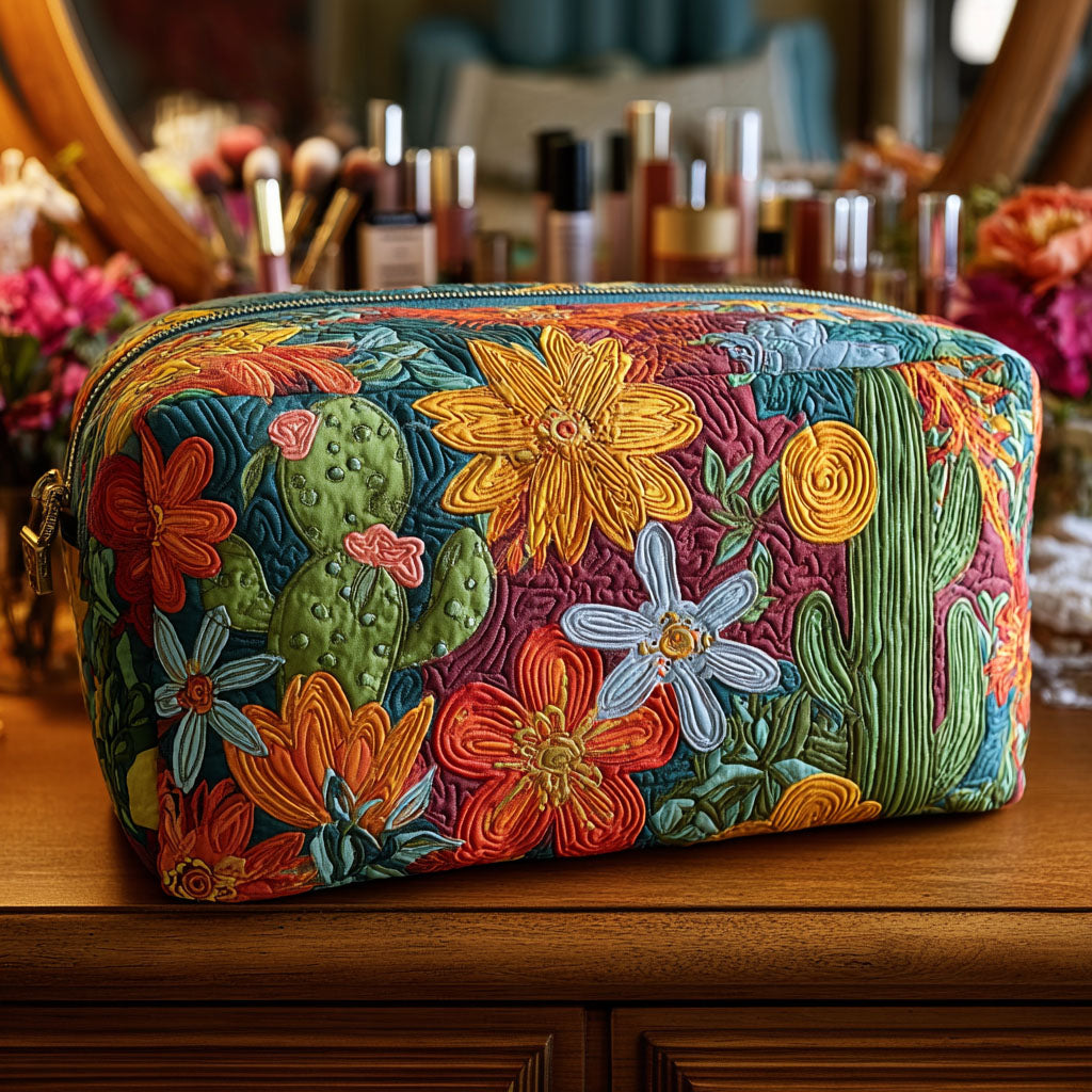 Trousse de maquillage matelassée cactus colorés – vue 1 – Maria Milano