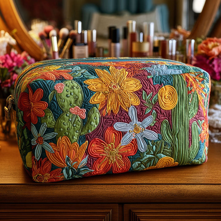 Trousse de maquillage matelassée cactus colorés – vue 1 – Maria Milano
