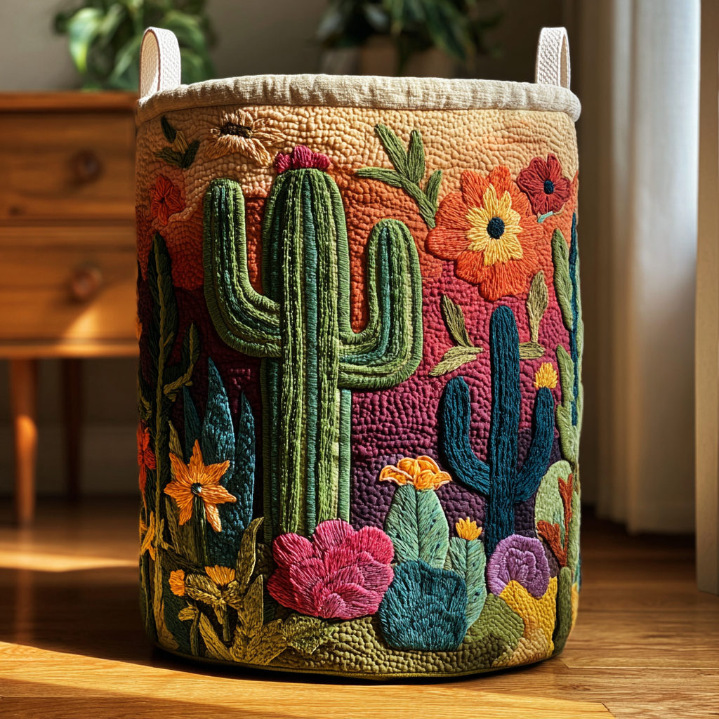 Panier à linge matelassé – Cactus – vue 1