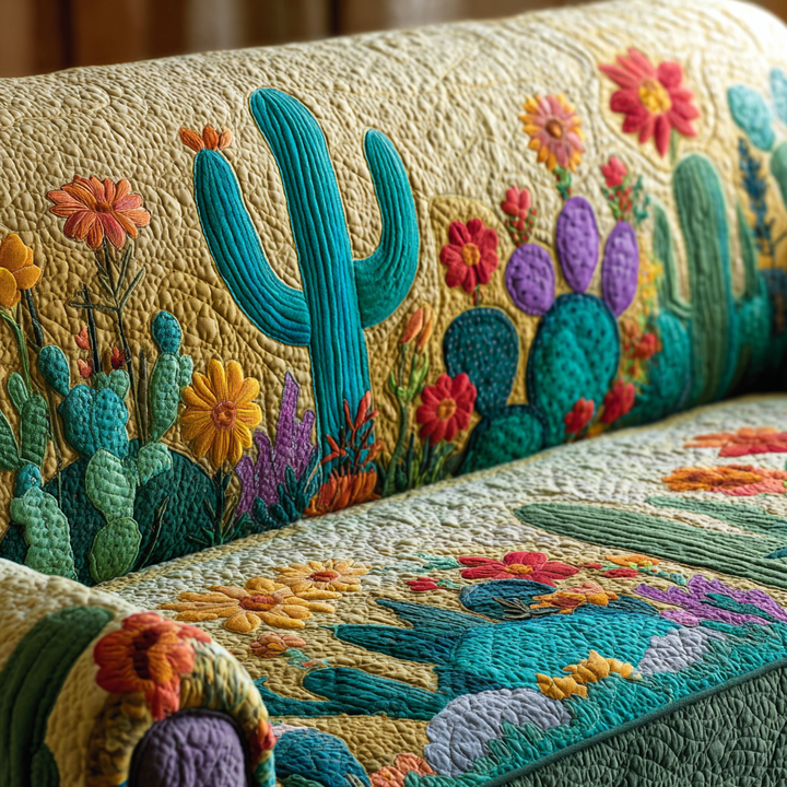 Housse de canapé matelassée – Cactus au coucher du soleil – image 1