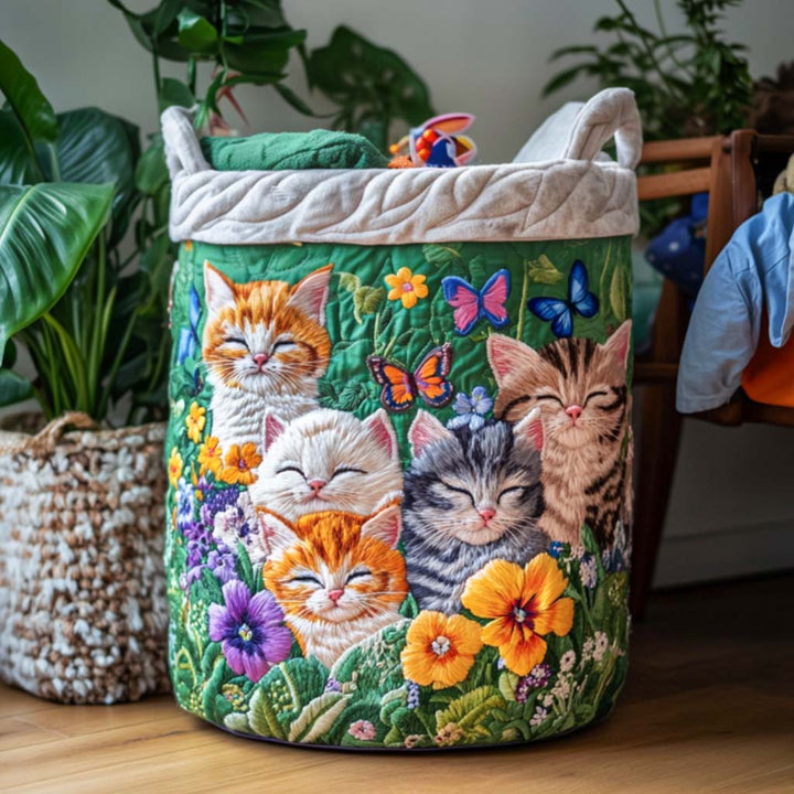 Panier à linge matelassé – Chat chaleureux – vue 1