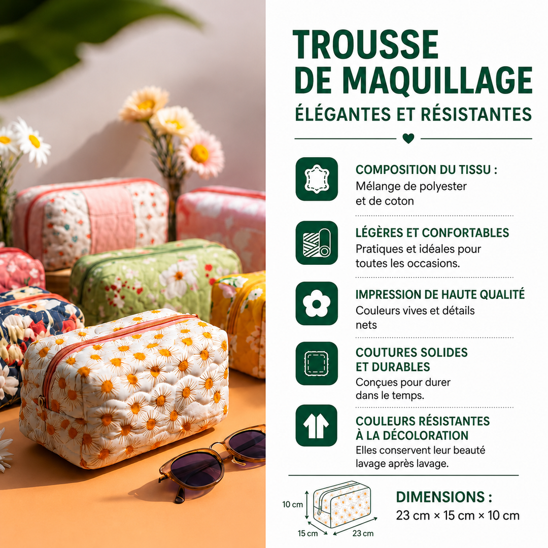 Trousse de maquillage matelassée fleur lumineuse – vue 4 – Maria Milano