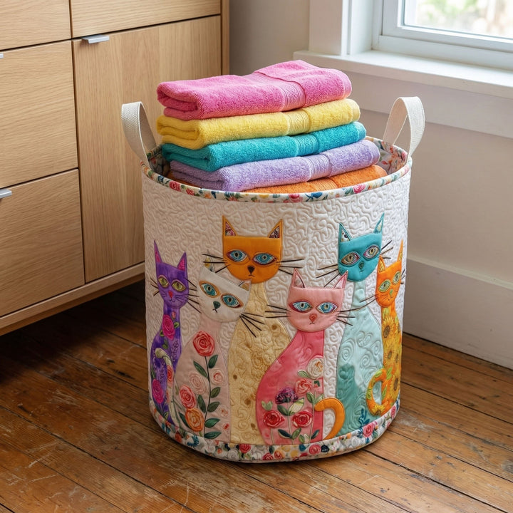 Panier à linge matelassé – Chat joyeux – vue 1