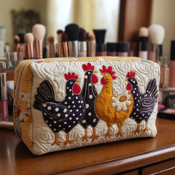 Trousse de maquillage matelassée poule joyeuse – vue 1 – Maria Milano