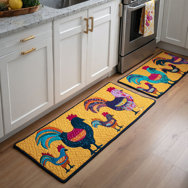 Tapis de cuisine antidérapant – Poules et fleurs