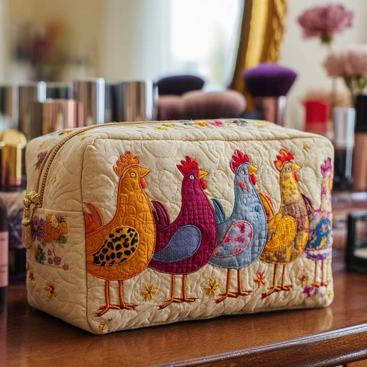 Trousse de maquillage matelassée poule joyeuse – vue 1 – Maria Milano