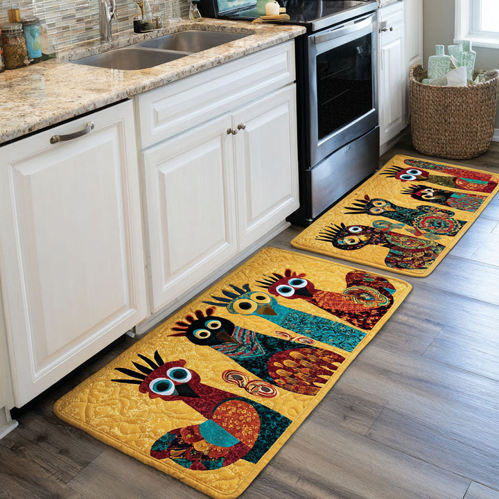 Tapis de cuisine antidérapant – Poules style campagne