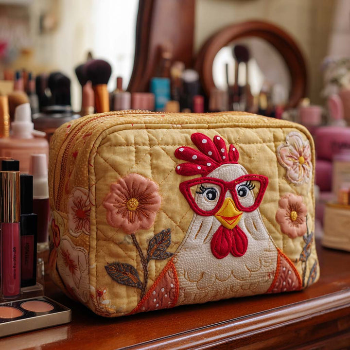 Trousse de maquillage matelassée poule lumineuse – vue 1 – Maria Milano
