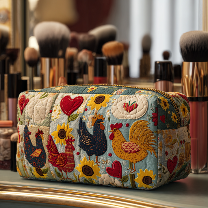 Trousse de maquillage matelassée poule – vue 1 – Maria Milano