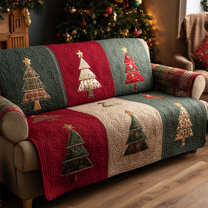 Housse de canapé matelassée – Pins de Noël – image 1