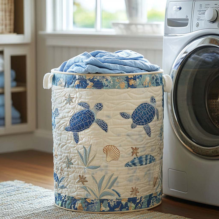 Panier à linge matelassé – Motif marin – vue 1