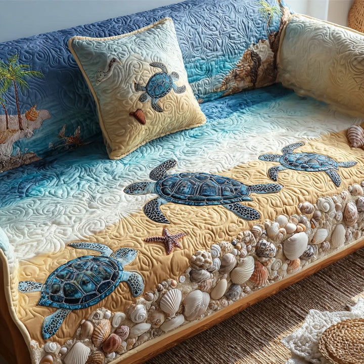 Housse de canapé matelassée – Motif côtier – image 1