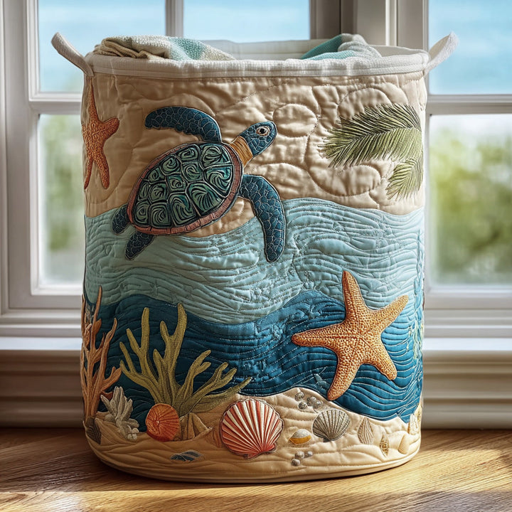 Panier à linge matelassé – Motif marin – vue 1