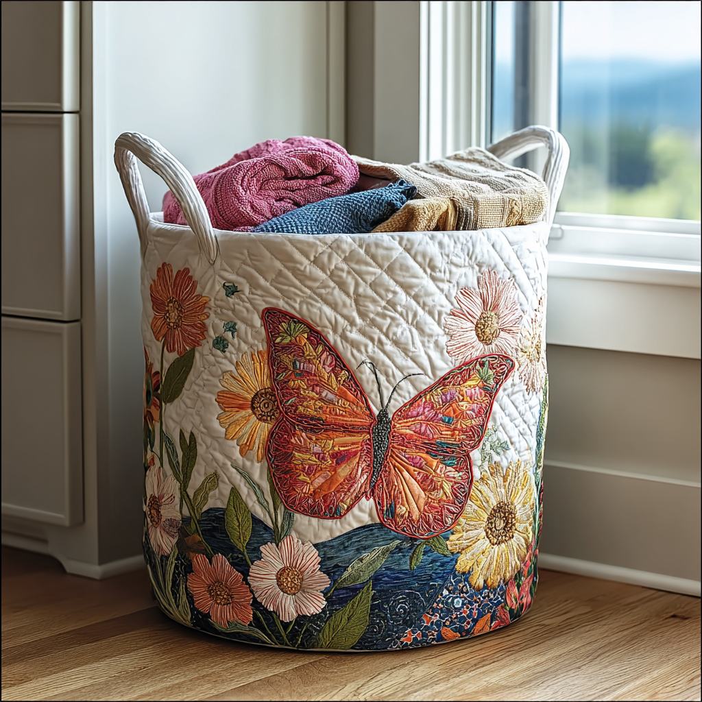 Panier à linge matelassé – Envol coloré – vue 1