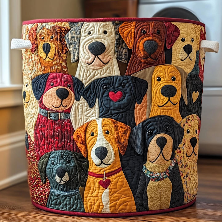 Panier à linge matelassé – Petits chiens joyeux – vue 1