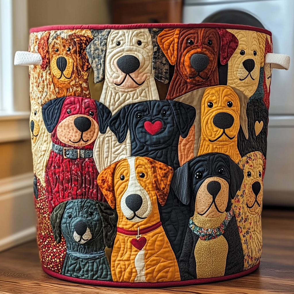 Panier à linge matelassé – Motif chiens – vue 4