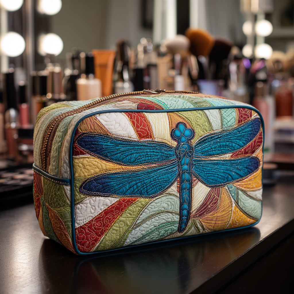 Trousse de maquillage matelassée libellule colorée – vue 1 – Maria Milano