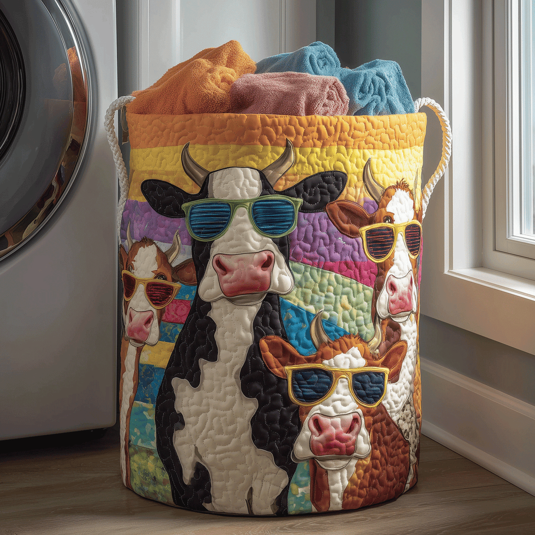 Panier à linge matelassé – Vache Highland – vue 1