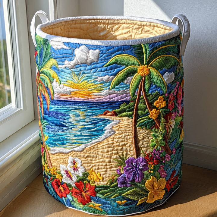 Panier à linge matelassé – Motif tropical