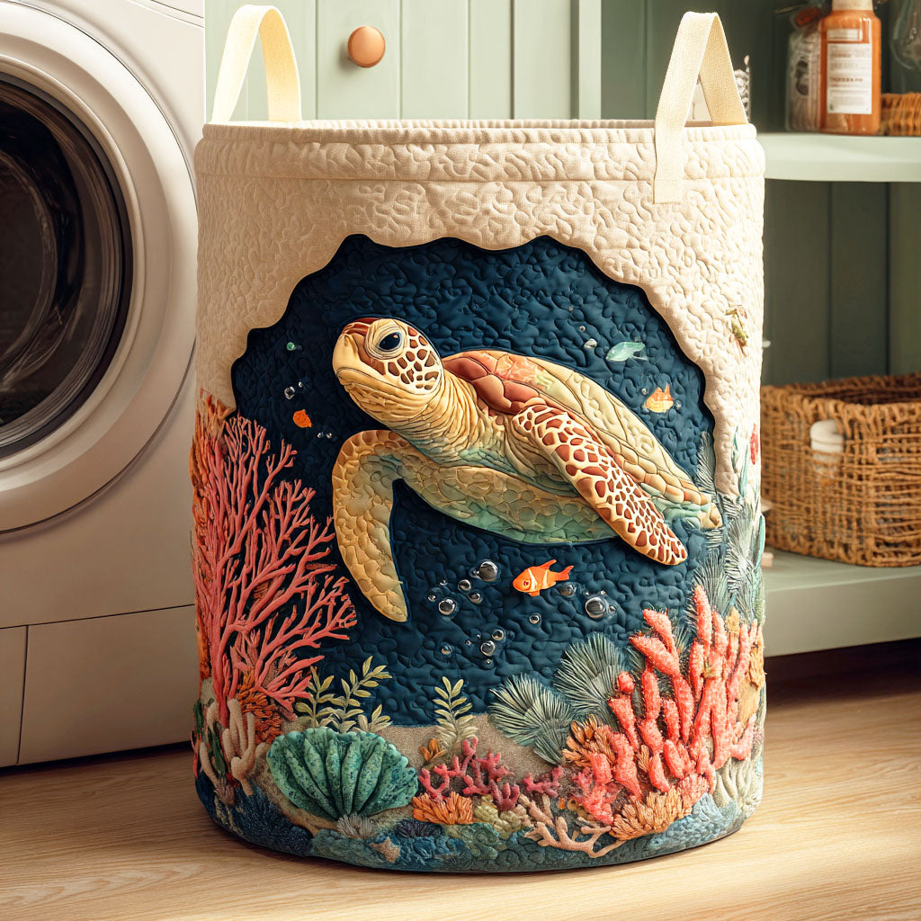 Panier à linge matelassé – Tortue marine – vue 1