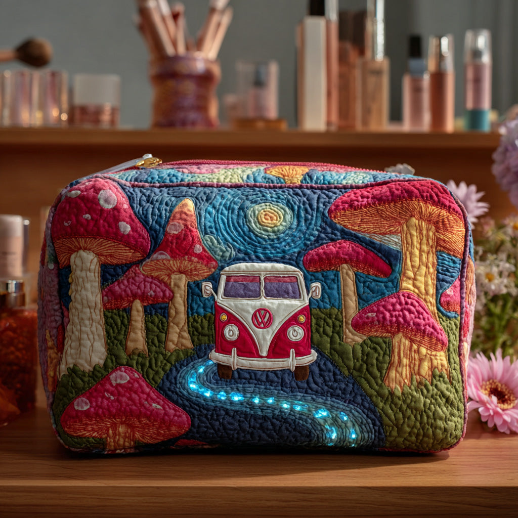 Trousse de maquillage matelassée motif hippie cosmique – vue 1 – Maria Milano