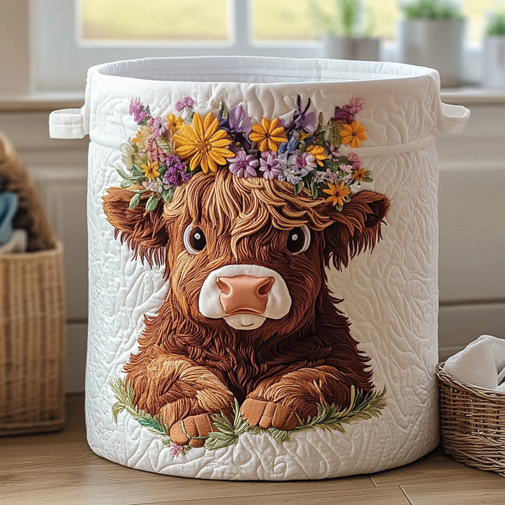 Panier à linge matelassé – Vache Highland