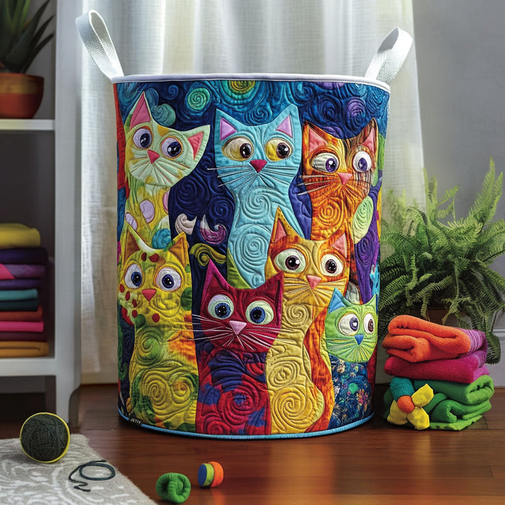 Panier à linge matelassé – Chat chaleureux – vue 1