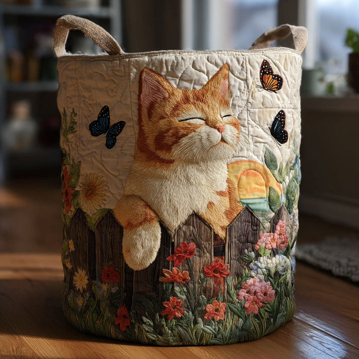 Panier à linge matelassé – Chat chaleureux – vue 1