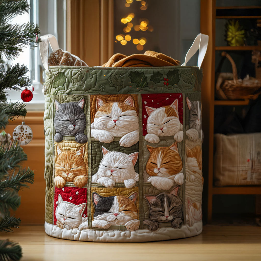 Panier à linge matelassé – Chat chaleureux – vue 1