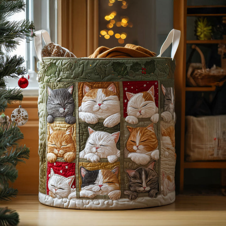 Panier à linge matelassé – Chat chaleureux – vue 1