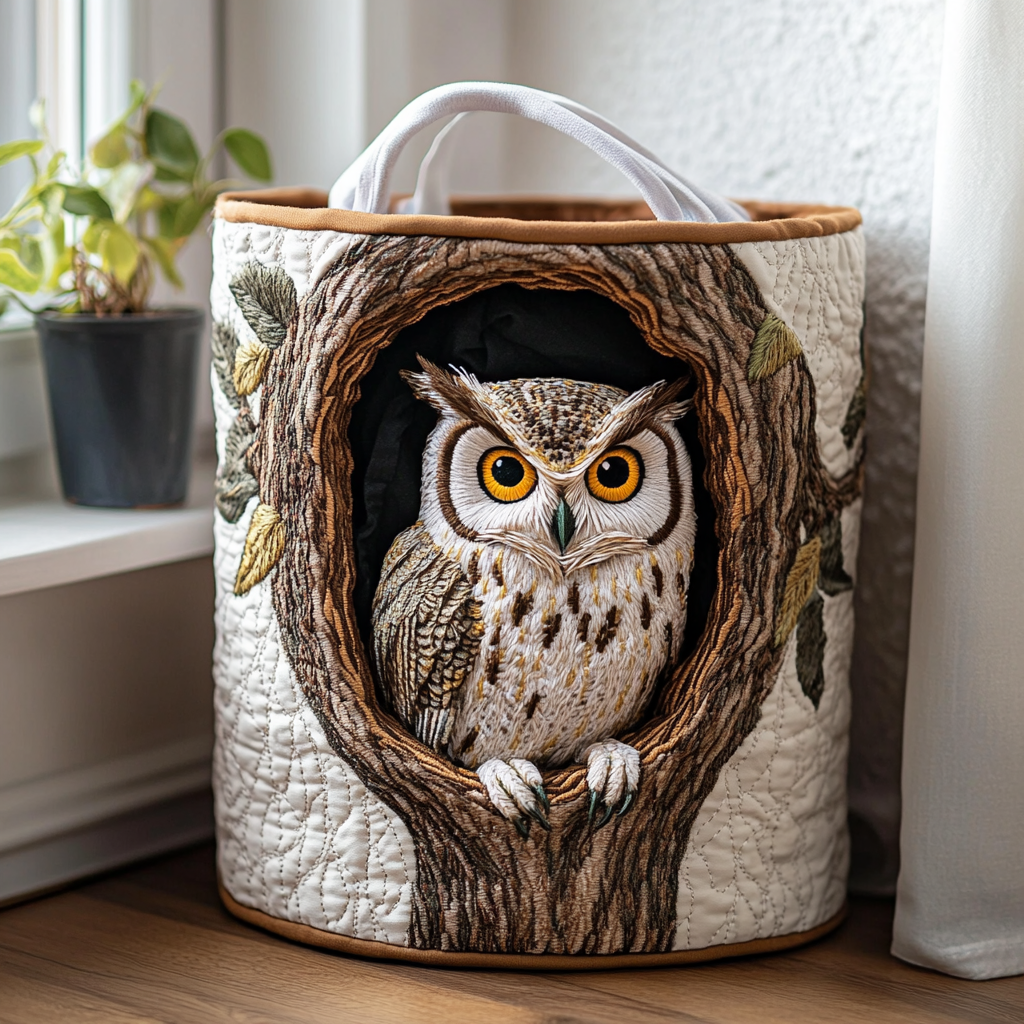 Panier à linge matelassé – Hibou – vue 1