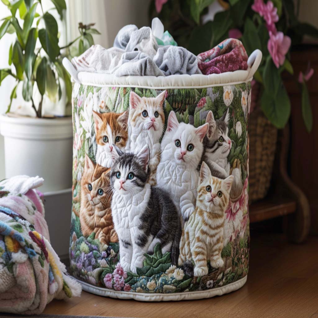 Panier à linge matelassé – Empreintes décoratives – vue 1