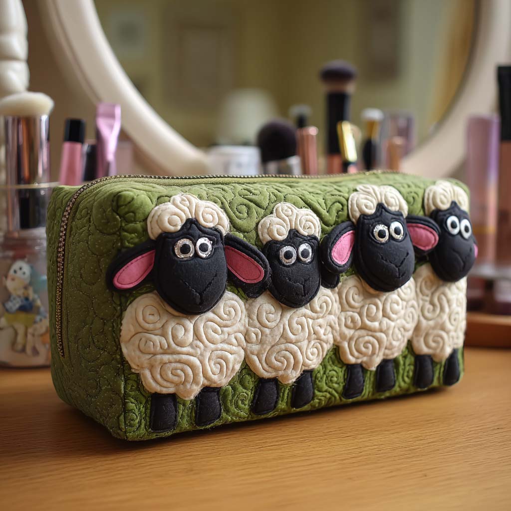 Trousse de maquillage matelassée – moutons