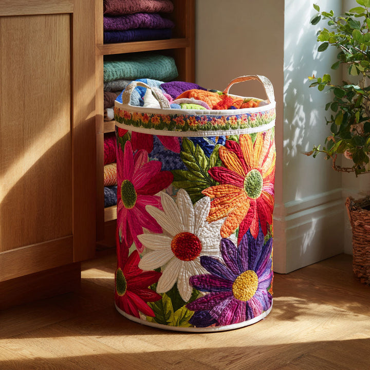 Panier à linge matelassé – Marguerites – vue 1
